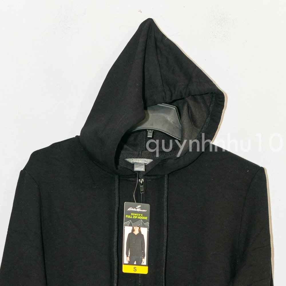 NWT Eddie Bauer Women's Supersoft Full Zip Hoodie Jacket in  BLACK - Picture 4 of 8